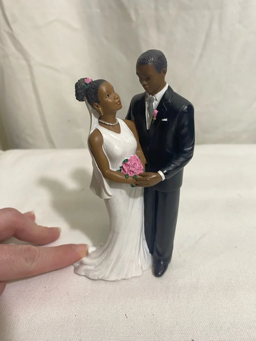 African American Wedding Cake Topper Bride Groom Figurine Black Couple 6”